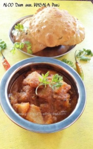 Masala Puri with U.P. Style Aloo Dum  Spicy Indian Fried Flat Bread with North Indian Style Potato Side Dish Indian food recipe Punjabi Aloo Dum Dum Aloo recipe  How to make masala puri  Polkapuffs 