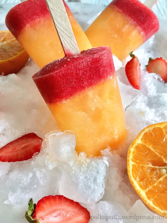 How to make strawberry orange popsicle Volcano Popsicle recipe Summer treat Popsicles with glucose recipe Polkapuffs recipes Food photo by Shreya Tiwari