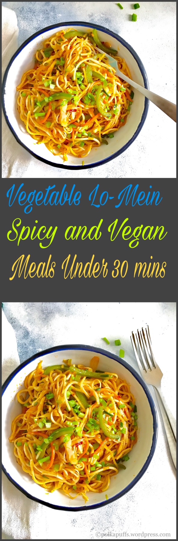 Vegetable Lo-Mein spicy and Vegan Meals under 30 mins Asian noodle recipe Polkapuffs